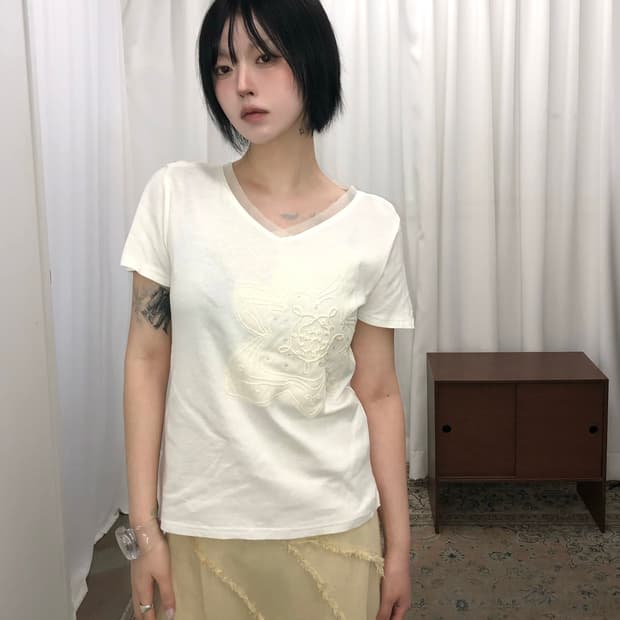 화이트 플라워 반팔