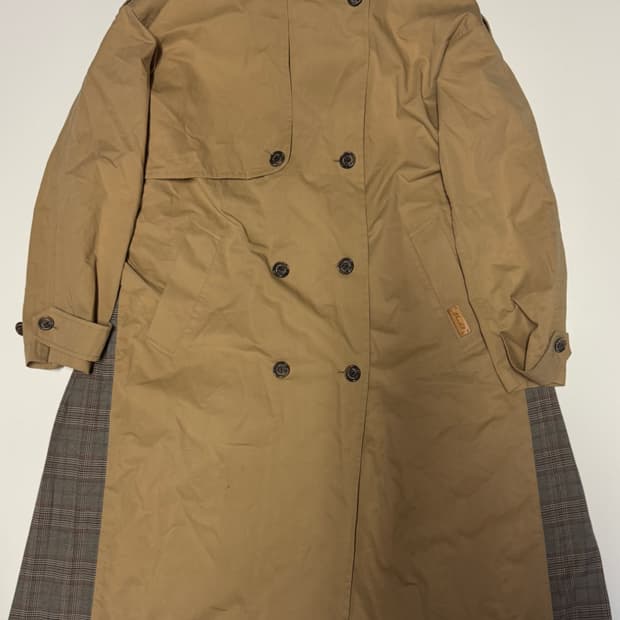 여성 써스데이아일랜드 체크 플리츠 벨티드 트렌치코트 S