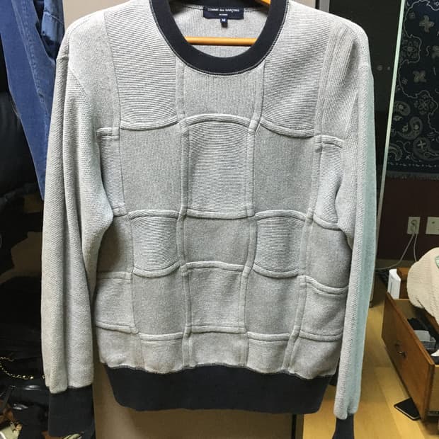 꼼데가르송 옴므 패치워크 코튼 크루넥 스웻