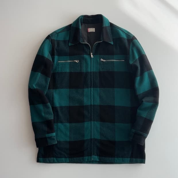 리바이스 울 체크 집업 자켓 100