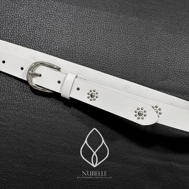 🌗 Daisy stud belt / 데이지 플라워 스터드 가죽 벨트