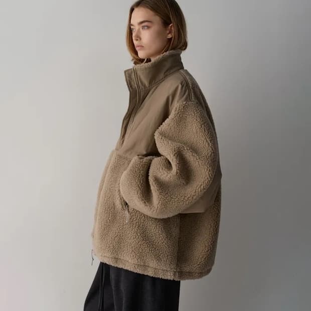 (택O) 파사드패턴 플리스 집업 점퍼 (모카) (s)