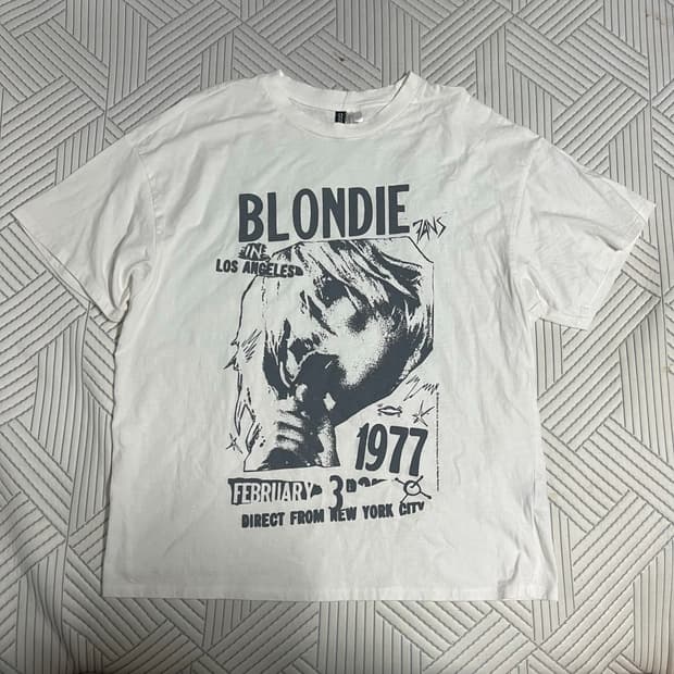 H&M 블론디 프린팅 반팔 S 프린트 화이트 흰옷 흰티 데일리