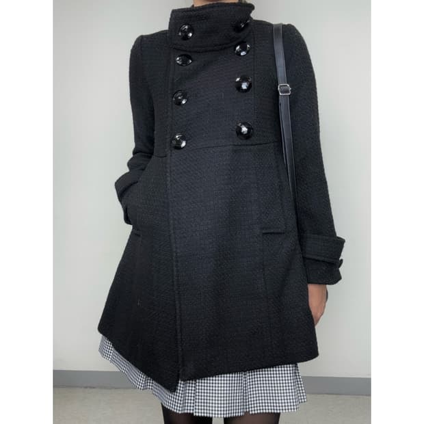 빈티지 블랙 더블 코트