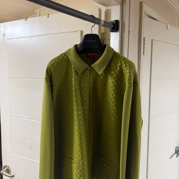 슈프림 레더 집업 니트 가디건