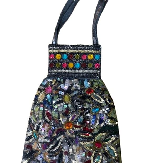 빈티지 TILIA 핸드메이드 스팽글 비즈 미니백