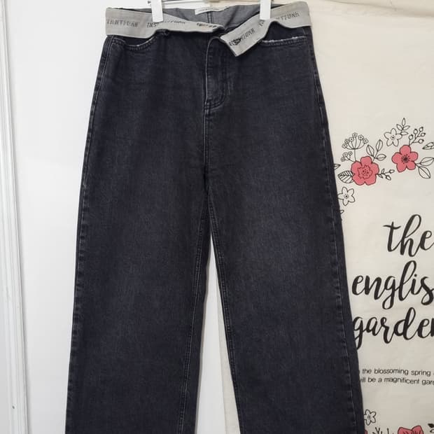 인스턴트펑크 아웃웨이스트 와이드 데님 팬츠