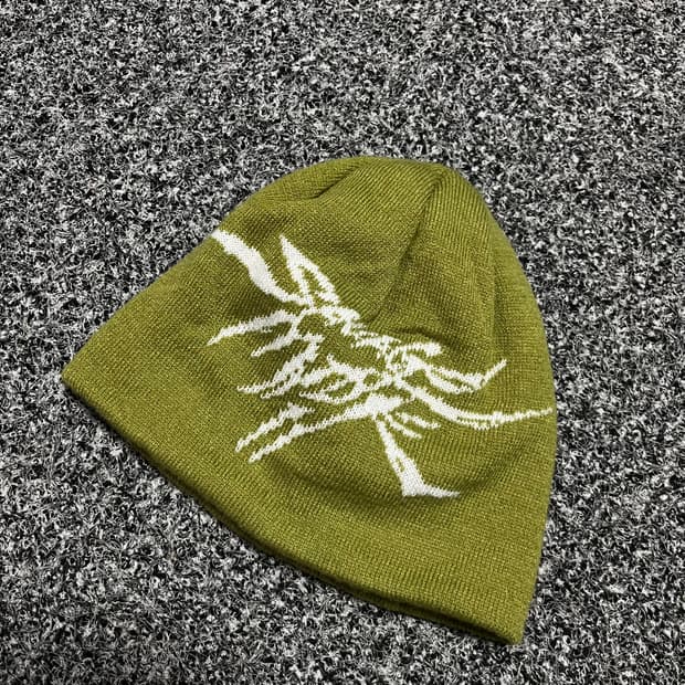 빈티지 올리브색 패턴 비니