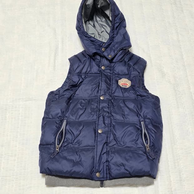 리바이스) 빈티지 네이비 오리털 후드패딩조끼