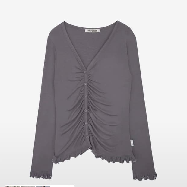 미레코 ASYMMETRIC SHIRRING LACE CARDIGAN