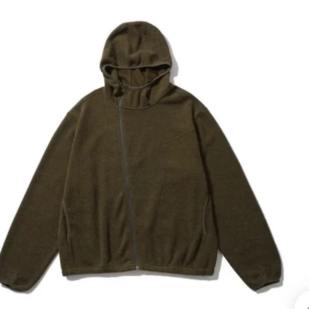 카키 사선 워머 후리스집업