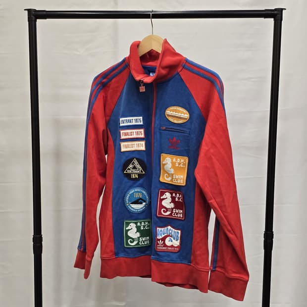 아디다스 오리지널스 트랙탑 레드블루 110 스윔클럽 패치 풀집업