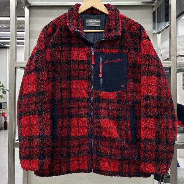 에디 바우어 타탄체크 쉐르파 플리스 자켓