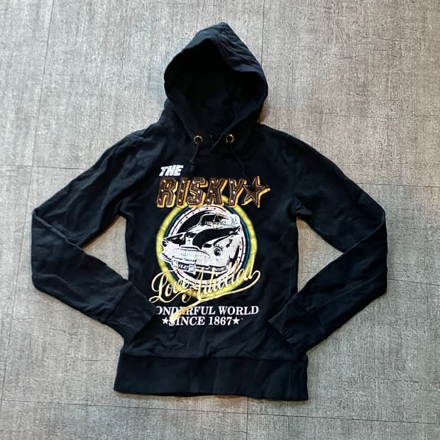 일본빈티지 Ingni 오리엔탈고딕펑크 핀터깔y2k 백로고 후드티셔츠