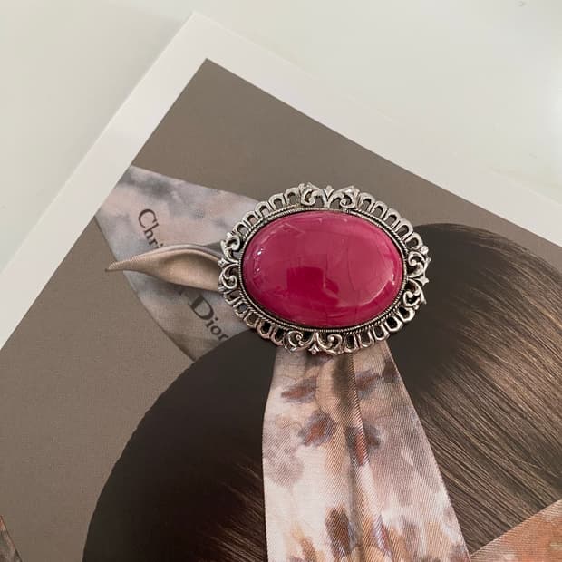 빈티지 오벌 핑크 브로치 앤틱