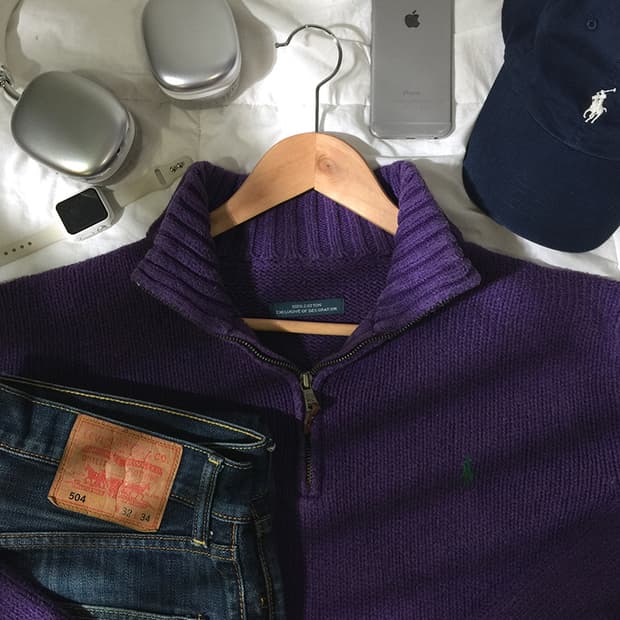 (WOMAN) 폴로랄프로렌 반집업 니트 스웨터 XL