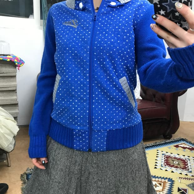 필라 휠라 여성 골프 도트 니트집업 자켓