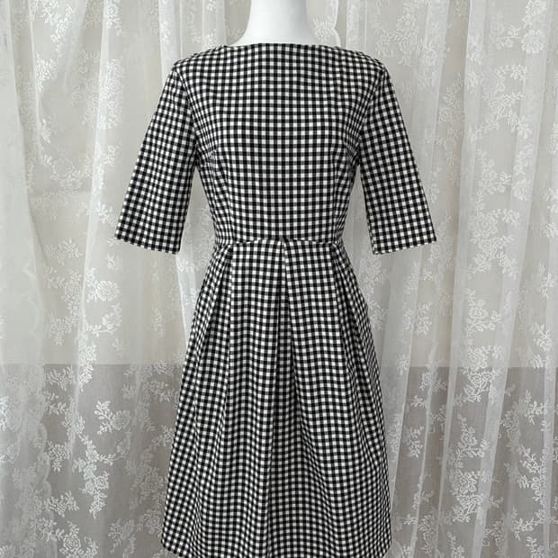 M) 오르 ORR 깅엄체크 원피스 블랙