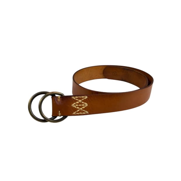 leather double ring belt