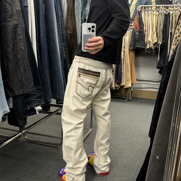 35) 재패니즈 빈티지 웨스턴 크림 데님팬츠