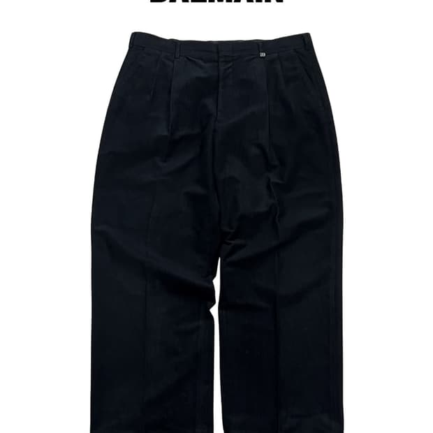 (36) 발망 빈티지 코듀로이 투턱 테이퍼드 핏 팬츠 블랙