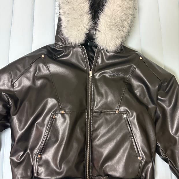 빈티지 퍼 가죽 후드자켓 급처