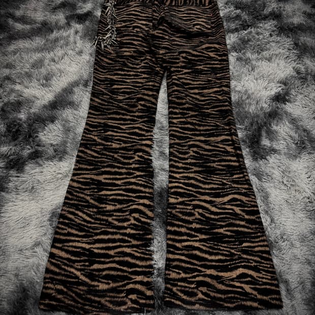 브라운&블랙 호피 송치 부츠컷 팬츠