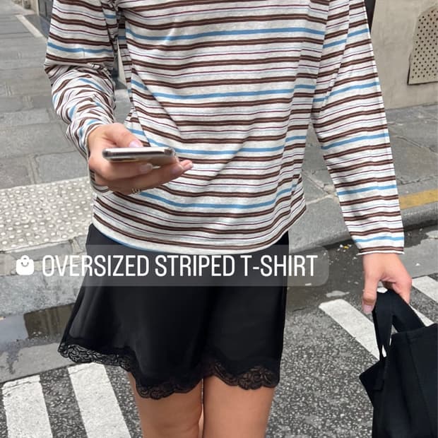 leapt 오버사이즈 스트라이프 티셔츠