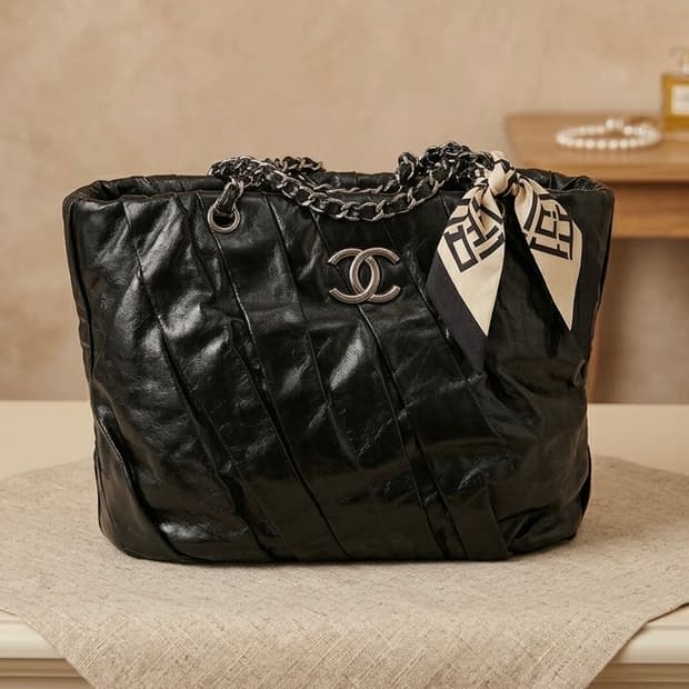 샤넬 글레이즈 레더 토트백