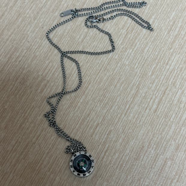 나침반 팬던트 목걸이 실버
