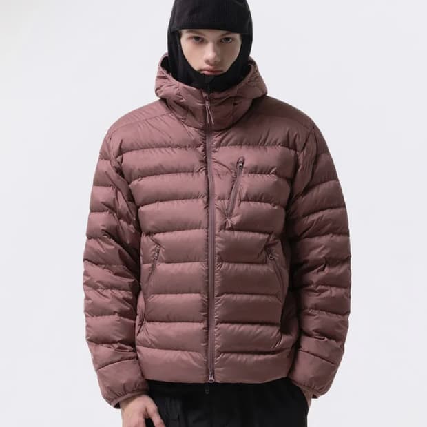 [2XL] 무신사스탠다드 시티 레저 후디드 라이트 다운 재킷 스모크 핑크