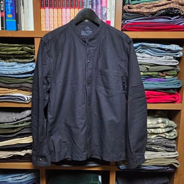 무인양품 Muji 옥스퍼드 스탠드 칼라 셔츠 다크 그레이 L (100)
