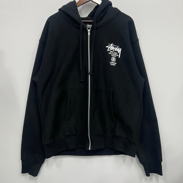 스투시 블랙 후드집업 