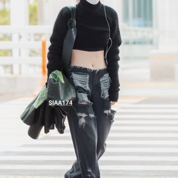 (한소희 착용) 그레이 찢청 데님