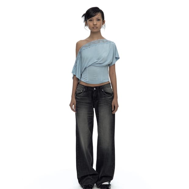 Kashiko Lace One Shoulder Corset Tee