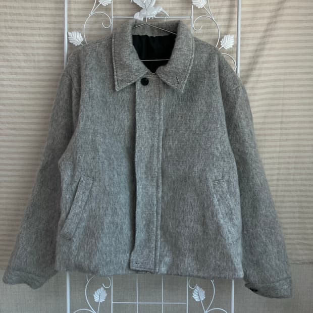 빈티지 그레이 모헤어 집업 블루종 y2k 스트릿 갸루 펑키 일본빈티지 