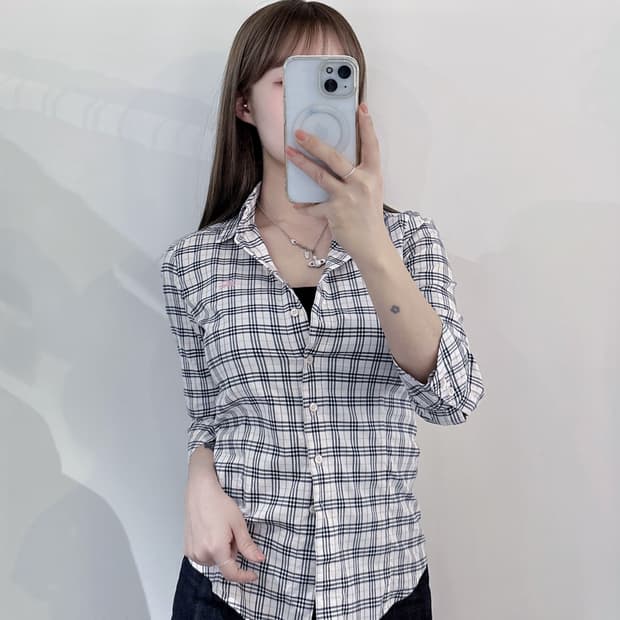 버버리 블루라벨 노바체크 셔츠