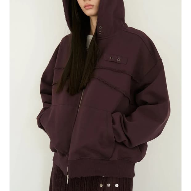 도프셉Eyelet Vintage Hoodie Zip-Up
