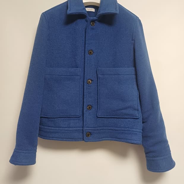 ZARA Blue Wool-Blend Cropped Work Jacket