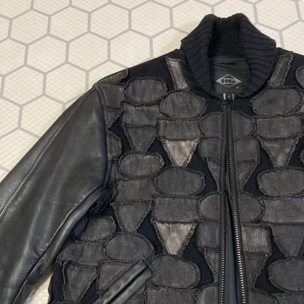 (L) 90s 히스테릭 글래머 패치워크 레더 자켓