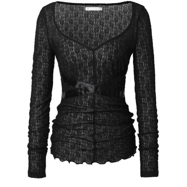 Threetimes 쓰리타임즈 cross pearl top 크로스 펄 탑