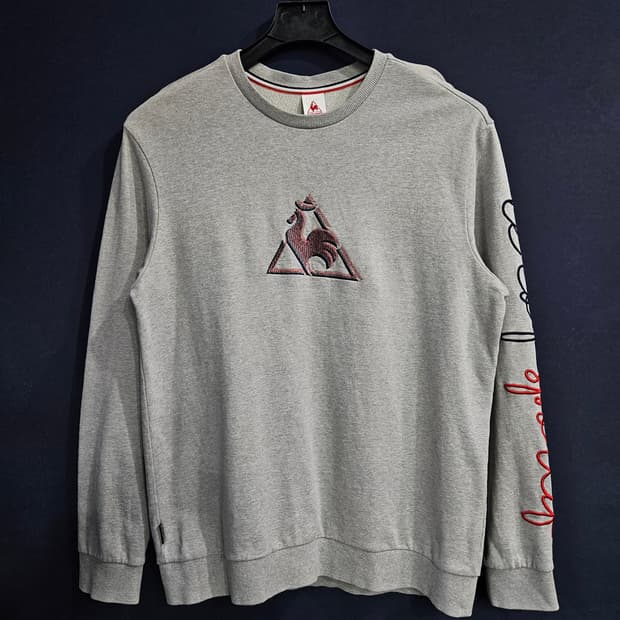 르꼬끄 자수 그레이 남성 100 맨투맨 