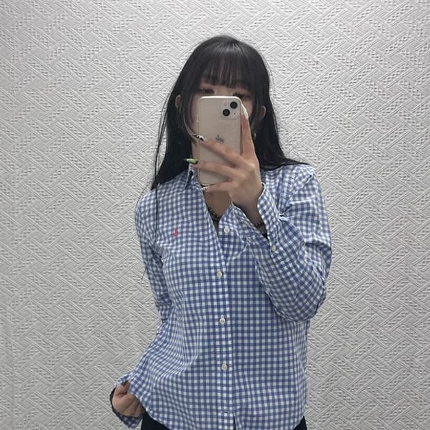 폴로 랄프로렌 빈티지 스카이블루 체크 셔츠 S C08833