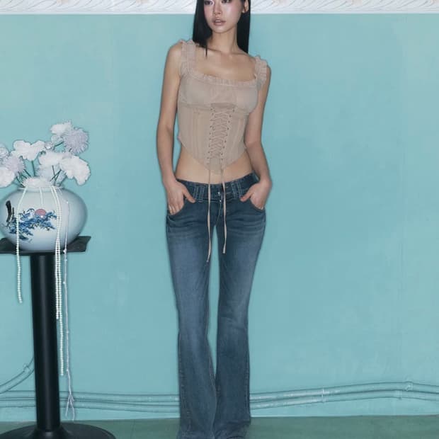 Tommie Button Boots-Cut Denim