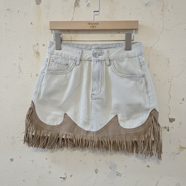 태슬 데님 미니 스커트 M