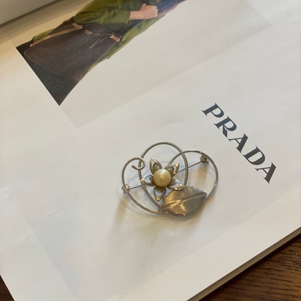 빈티지 일본 수입 플라워 구슬 진주 브로치