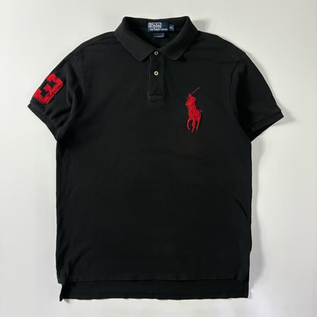 Polo 폴로 랄프로렌 코튼 빅포니 블랙 카라 반팔 티셔츠