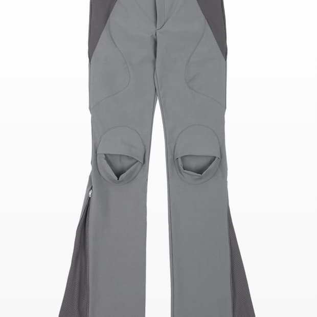 오호스 로우라이즈 니 디테일 팬츠 그레이