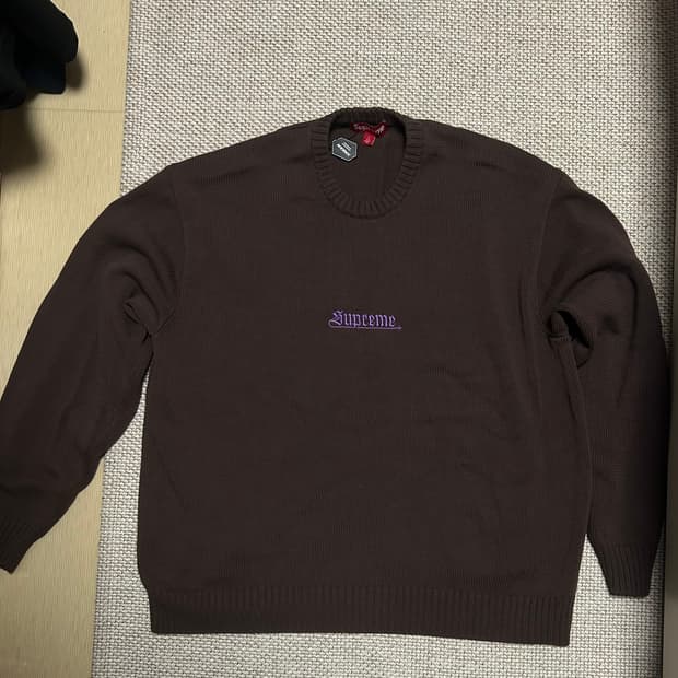 슈프림 올드 잉글리쉬 브라운 니트 L