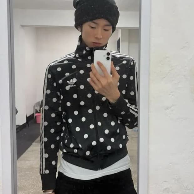 (나우아임영 착용) 아디다스 파이어버드 도트 땡땡이 져지 95